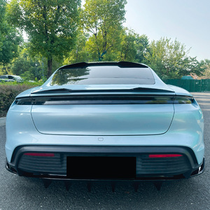 Porsche Taycan Rear Spoiler Blade Style Piano <b>Black</b> Carbon Fiber Texture ABS Trunk <b>Wing</b> Exterior Modification - Product Image 3