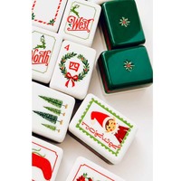 Mahjong Natal Retro Holly Amerika Set Lengkap Empat Lapis Akrilik 160 Ubin Hadiah Mewah untuk Keluarga Malam Pesta Natal