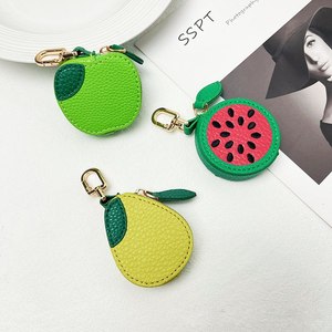 QY PU Leather Fruit Coin Purse Keychain Mini Zipper <b>Key</b> <b>Ring</b> Fruit-themed <b>Bag</b> Charm for Gift and Handbag - Product Image 3
