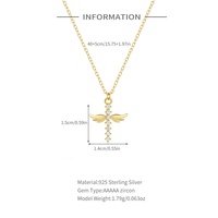 Bijoux fins pour femmes Nouveau design Plaqué or Ailes d'ange Croix Pendentifs Colliers en argent sterling 925 Zircon Bijoux