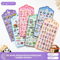 Nouvel autocollant 3D en relief style adorable, ingrédients de desserts, ramen, glace, matcha, sushi, autocollant adhésif en papier 3D DIY