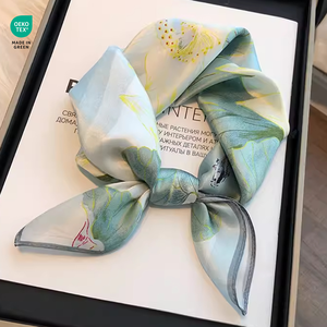 Elegant 55x55cm <strong>Silk</strong> Scarf 12mm 100% Mulberry <strong>Silk</strong> Digital Printed <strong>Green</strong> Floral Women Luxury Bandana Neck Wrap - Product Image 1
