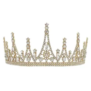 European And American Alloy Bridal Tiara Wedding Fairy Headwear Golden And Silver Rhinestone Pageant Crown