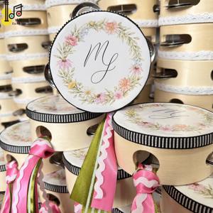 ชุดเครื่องดนตรีไม้ กลองแต่งงาน ริบบิ้นหลากสีแบบกำหนดเอง กลองมือสำหรับงานแต่งงาน กลองสำหรับโบสถ์ กลองแบบสั่งทำพิเศษ ราคา - Product Image 3