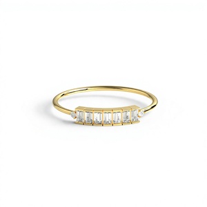 Luxury 18K 14K Gold Plated Baguette Cut Lab Grown Diamond Lightweight Trendy <b>Ring</b> Band Channel <b>Stacking</b> Classic Wedding <b>Ring</b> - Product Image 1