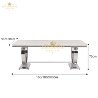 Ensemble de table à manger de luxe avec plateau en marbre au design moderne, assemblé, avec structure en métal pour la maison, l'hôtel, la villa