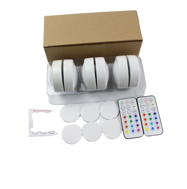 Remote Control Battery LED Wireless Cabinet Kitchen Storage Room Under Stage Festival Night Lamp Ice Hockey Puck Light