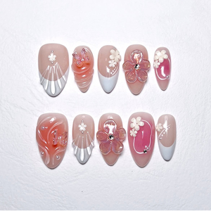 Unterstützen Sie benutzer definierte Ihre eigenen Designs und Verpackungen Hochwertige 10 Stück 100% hand gefertigte Presse auf Nägeln 3D Nail Art Falsche Nägel - Product Image 4