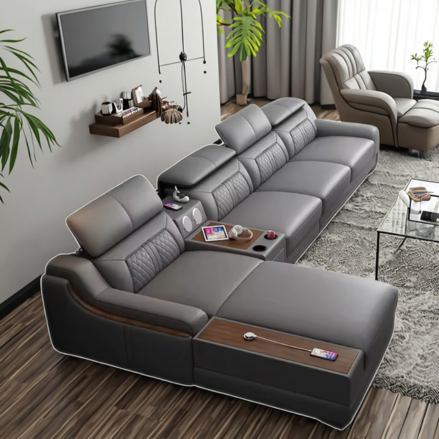 Leather 3 Seater Luxury Sectional Corner Modular Modern Sofa Set with Metal Frame Eco-Friendly L Shape for Living Room