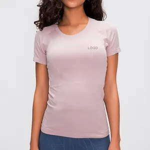 Lulu slim fit kısa kollu yuvarlak boyun egzersiz T-shirt koşu spor üst yüksek kalite artı boyutu yoga spor giysileri