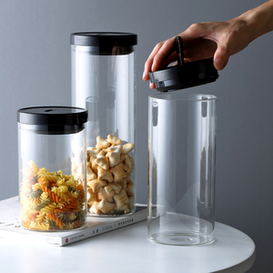 Conservazione degli alimenti Ermetico Barattolo di Design Moderno <span class=keywords><strong>Vetro</strong></span> Trasparente di <span class=keywords><strong>Vetro</strong></span> di Stoccaggio Vasetti di <span class=keywords><strong>Vetro</strong></span> Vaso di Biscotto - Product Image 1