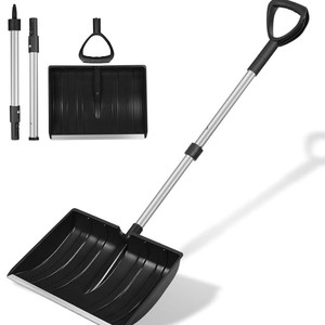 Pelle à neige industrielle en bois avec grande tête, poignée en D, manche de 100-120 cm, noir/marron clair, pour le déneigement des allées de voitures - Product Image 3