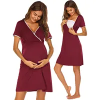 Maternity Nursing Dresses for Women, Knee Length Wrap