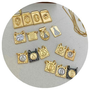 Bonitos dijes religiosos religión Virgen María colgante plateado <span class=keywords><strong>San</strong></span> <span class=keywords><strong>Benito</strong></span> forma encantos para collar al por mayor - Product Image 1