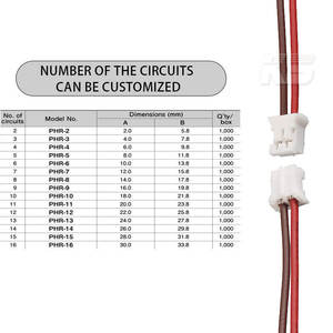 สายเคเบิล JST PH2.0 1.0 UL1007 2P 1.25 มม. 22AWG แบบจีบ พร้อมหัวต่อ 2 มม. 2 ขา พร้อมสายเคเบิลขนาดเล็ก 2 เส้น รุ่น PHR-2 - Product Image 3