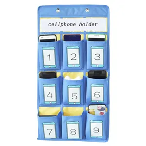Free Sample Skype Blue Numbered Organizer Classroom Pocket Chart for Cell Phones