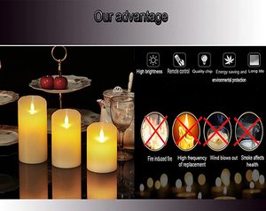 Bougies Pilier LED Sans Flamme et Sans Parfum en Cire Véritable, Fonctionnant sur Piles, avec Flamme à Mèche Mobile pour Décoration de Noël et de la Maison (Vente en Gros) - Product Image 6