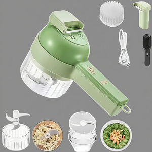 4 1 Coupe-légumes électrique portable Hachoir rechargeable pour poivre, ail, oignon, acier inoxydable Matériau plastique - Product Image 1