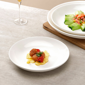 Grandes assiettes rondes en céramique blanches pures pour la maison, les repas d'hôtel, les fruits, les légumes, les plats de poisson - Product Image 4