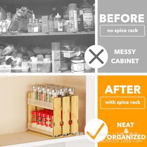 Estante para especias de bambú de 4 niveles extraíble para encimera de cocina, organizador de condimentos - Product Image 2
