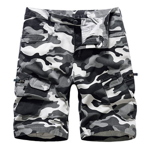 Shorts cargo camouflage pour homme, taille élastique, longueur mi-longue, décontractés, respirants, en toile, avec plusieurs poches - Product Image 5