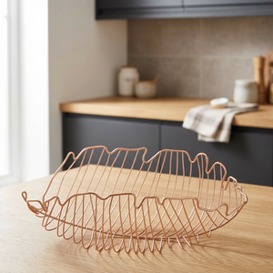 Elegant <b>Wire</b> <b>Basket</b> Leaf-Shaped Design Modern Decorative Storage for Home or Office Use - Product Image 1