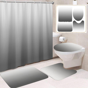 Juego de Baño con Degradado Gris, Cortina de Ducha de Poliéster Rosa, Impresión Digital, Impermeable, Personalizada, Venta al Por Mayor 2 - Product Image 4