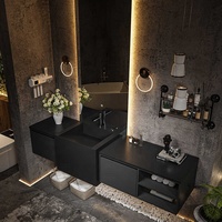 Fournisseur de vanités de salle de bain avec lavabo en pierre intégrée Meuble-lavabo flottant de salle de bain avec miroir