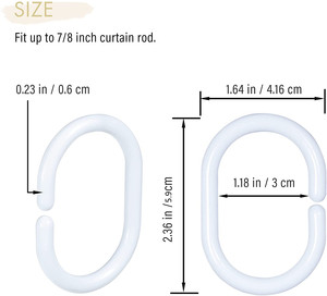 48 pièces C Forme En Plastique <span class=keywords><strong>Blanc</strong></span> Bain Douche <span class=keywords><strong>Rideau</strong></span> Boucle Clip Cintre Crochets Anneaux - Product Image 2