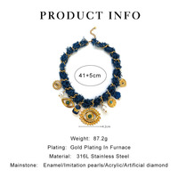 Collier en bambou pour femme, style européen-américain audacieux, plaqué or 18 carats, en acier inoxydable 316, avec pendentifs multiples en résine et perles
