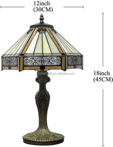 โคมไฟตั้งโต๊ะกระจกสีสไตล์เรโทรขนาด 12 นิ้ว แบบทิฟฟานี่โบราณ โคมไฟระย้าทำมือ โคมไฟห้อยเพดานสำหรับห้องนั่งเล่น 100V-240V 2700K - Product Image 3