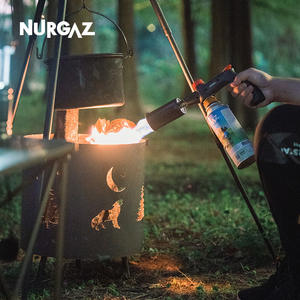 Lanzallamas de mano NURGAZ, antorcha ajustable de alta potencia para acampar, encendido de fuego, cuerpo de aluminio, negro y plateado - Product Image 3