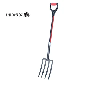 High Quality Wholesale Garden Tools Solid Ergo Fiberglass Long Handle 4-Tines Carbon Steel Bedding Farm Digging Fork