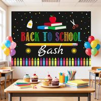 Backdrop Studio Foto Acara Kembali ke Sekolah, Properti, Spanduk Warna-warni, Dekorasi Spanduk Pesta Kelas Hari Pertama Sekolah