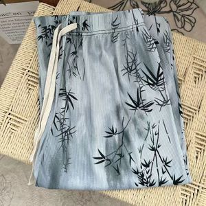 <span class=keywords><strong>Pantaloni</strong></span> estivi Vintage in seta di ghiaccio comodi in vita elastica larghi Casual con stampa <span class=keywords><strong>pantaloni</strong></span> <span class=keywords><strong>Cargo</strong></span> piatte in tinta unita - Product Image 6