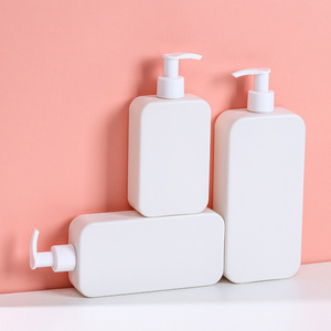 250ml 350ml 500ml Cuadrado PET Rosa Beige Botella de gel de ducha de plástico Botella de Loción de lavado corporal <span class=keywords><strong>vacía</strong></span> para suero para el cuidado de la piel - Product Image 5