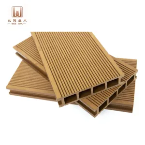 Low Maintain Waterproof 3D Embossing Woodgrain Square Hole Exterior Wpc Decking Outdoor Floor