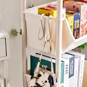 Carrito de almacenamiento para el hogar, estante de plástico de 4 niveles con ruedas para cocina, dormitorio, dormitorio de estudiantes, estante organizador - Product Image 5