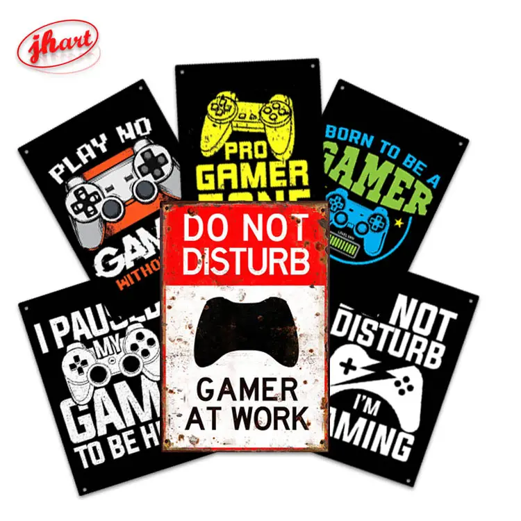 DO NOT DLSTURB GAMER AT WORK Metal Sign Retro Tin Signs for Home Bar Club Game Room Man Cave Wall Decor Vintage Metal Poster