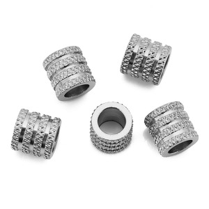 Cuentas espaciadoras de acero inoxidable con textura geométrica |   Cuentas espaciadoras huecas de patrón de malla de cuatro capas para accesorios de joyería DIY - Product Image 5