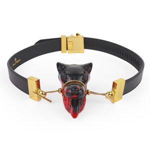 NNSX Forma de perro Boca abierta Plug Mujer Sexy Bondage SM Juego Arnés de cuero <span class=keywords><strong>Oral</strong></span> Gags <span class=keywords><strong>Consolador</strong></span> de silicona - Product Image 2