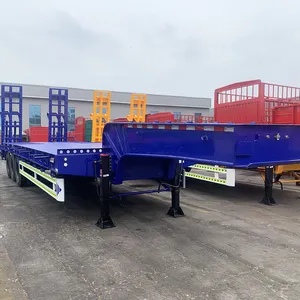 China 2024 Nuevo Modelo 3 Ejes 40Ft Lowboy Carga útil 60-100 toneladas Máquina de transporte Heavy Duty Lowbed Sime Trailer para la venta