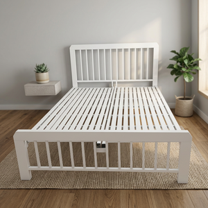 1.2m Box Spring <b>Bed</b> Portable Durable <b>Loft</b> <b>Bed</b> Extendable Comfortable Sleeping Space One Person Queen Size White - Product Image 2