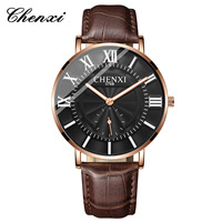 CHENXI 076B Relojes de Lujo para Parejas, Reloj de Cuarzo Casual de Moda para Hombre y Mujer, Correa de Cuero Genuino Clásica, Regalo de San Valentín