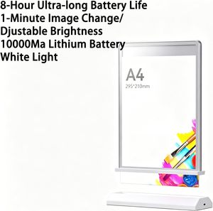 ป้ายไฟ LED แบบตั้งโต๊ะ ปรับความสว่างได้ ชาร์จไฟได้ สำหรับโฆษณาเมนูร้านอาหาร บาร์ พร้อมขาตั้ง - Product Image 2