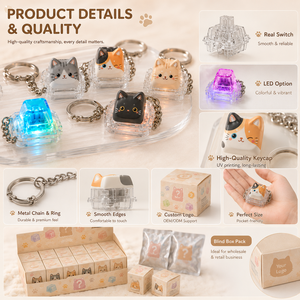 Llavero acrílico personalizado con tecla de teclado tipo blind box, luz LED y logotipo OEM, regalo sorpresa para eventos minoristas y regalos promocionales, juguete antiestrés. - Product Image 5