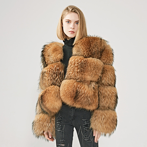 Jxwatcher 패션 여성 숏 스타일 리얼 라쿤 퍼 재킷 코트 두꺼운 따뜻한 맞춤형 겨울 여성 크롭 플러피 라쿤 퍼 코트 - Product Image 5