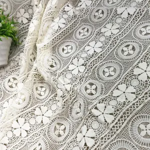 Elegante tela de encaje de algodón de fibra de leche para mujer, bordado de encaje suizo para vestido
