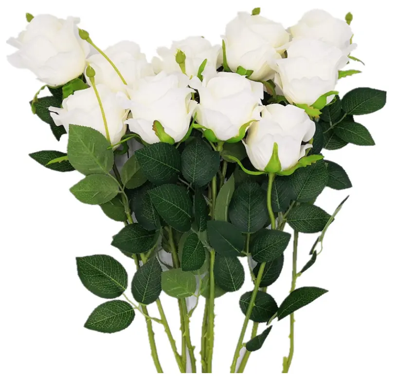 Искусственные Шелковые Розы, букет, домашний декор, Свадебная вечеринка, розы, искусственные цветы, упаковка из 10 шт. (бело)