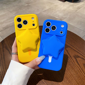 เคสซิลิโคนเหลวสัมผัสนุ่มป้องกันฝุ่นสำหรับ iPhone 16 17 Pro Max รองรับการชาร์จไร้สาย พร้อมขาตั้งแม่เหล็กแบบพับได้ - Product Image 5